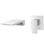 Aolemi Polish Chrome Bathroom Sink Faucet Wall Mount One Handle Single Hole Wide Waterfall Spout with Rough-in Valve Bathtub Basin Mixer Tap