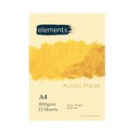 Elements A4 Acrylic Book Glue Bound Artist Acrylic Paper Pads, Heavy Weight (360g, 165lb), Acid-Free, 12 Sheets for Acrylic Painting