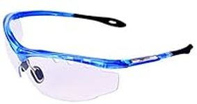 Rapid Eyewear Ace SPORTS GLASSES WITH CLEAR SAFETY LENS For Squash, Cycling, Shooting and Sailing. Transparent Sunglasses For Men & Women. UV 400 Protection. Impact Resistant. Blue