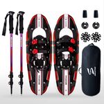 SECOTAN 21/25/30 Inches Snowshoes, Lightweight Aluminum All Terrain Snowshoes with Extension Trekking Poles and Carrying Tote Snowshoe Bag, Heel Lift Design and Up to 250lbs(25 Inch, Red/Black)