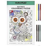 THE TWIDDLERS - 500 Piece Jigsaw Puzzle, Owl Design with 6 Colouring Pens - Build Puzzle & Colour in, Unique Art Birthday Present