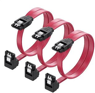 Cable Matters 3-Pack 90 Degree SATA Cable 45cm (6.0 Gbps SATA 3 Cable, Right Angle SATA Cables for SSD, SATA Cable SSD, SATA 3 Cables) Red
