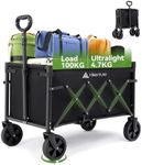 Hikenture Wagon Cart Foldable, Ultra-Compact Small Utility Folding Wagon, Heavy Duty Grocery Cart with All-Terrain Wheels, Portable Collapsible Wagon for Garden, Beach, Shopping, Camping, Sports