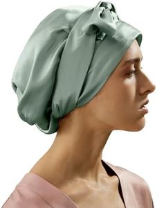 LilySilk 100% Silk Bonnet Pure Mulberry Silk Sleep Cap Womens Natural Silk Bonnet for Sleeping and Hair Care Night Hair Wrap with Long Elastic Band Stay On Avocado Green