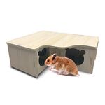 Eyksta Wooden Hamster House, Corner House Hamster Hideout Cage Décor for Syrian Hamsters Dwarf Hamsters Gerbils Chinchilla Rat (Large 31 * 24 * 11 cm)