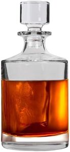 Lily's Home Glass Decanter for Whiskey, Bourbon, Brandy, Wine or Any Other Liquor or Beverage. With a Glass Stopper. Round, Stylish and Functional Piece (26 Ounces) Clear