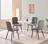 MOF Velvet Dining Chairs Kitchen Chairs Living Room Chairs with Sturdy Metal Legs Reception Chairs with Backrest and Padded Seat (GREY STRIPE)