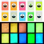 Glow in The Dark Pigment Powder - Epoxy Resin Colour Pigment Dyes for DIY Slime Colouring Kit - Luminous Skin Safe Long Lasting Self Glowing for Acrylic Paint, Nail Art, Painting, Crafts - 0.4oz Each