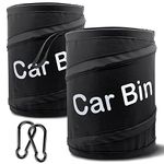 TTCOTOKE Car Bin, 2 PACK Collapsible Car Bin, Universal Traveling Portable Car Garbage Bin Storage, Pop-up Car Bin For Front of Car, Car Boot Bags With 2 Hook Hanging Car Trash Can,Dark,L