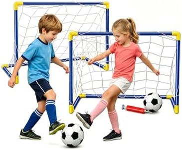 JollyJubilant 2-Pack Soccer Goal Set for Kids, Portable Soccer Goals with Ball & Pump - Indoor Outdoor Backyard Training Toy, Birthday Gift for Toddlers Boys Girls Ages 3-8, 23" W×18" H×12" D