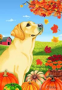 Yellow Labrador - Best of Breed Autumn Leaves Garden Flag