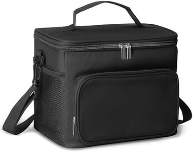Lunch Bag for Men Reusable Lunch Box, 10L Insulated Thermal Cooler Bag with Adjustable Shoulder Strap for Adult Work/School/Outdoor Activity, Black