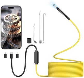 Hopefox Endoscope Camera with Lights, 7.9mm Inspection Camera Slim Probe Borescope Endoscope Camera 9.8ft Semi-Rigid Cable, IP67 Waterproof Snake Camera for OTG Android, iPhone, Yellow