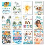 TracyArt Summer Decor Beach Aesthetic Posters 8" x 12" Pack 12 - Beach Decor for Bedroom, Dorm, Teen Room - Wall Posters for Ocean Decor