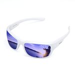 Floating Polarized Fishing Sunglasses For Men Surfing Kayaking UV Protection Unsinkable Water Sport Sun Glasses MZ871 (White Frame Blue Revo)