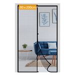 Yotache Fly Screens for Doors 80 x 200 cm, Reinforced Polyester Heavy Duty Fly Net for Door with Full Frame Hook&Loop Strip, Black