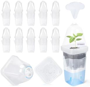 LEMEWEL 12 Pack 2.5" Self Watering Propagation Pots with Humidity Dome, Clear Plastic Seed Starter Cups, for Seedlings, Cuttings, Succulents, Herbs, Vegetables, 12 Plant Labels Included
