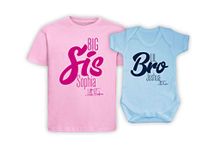 Personalised Big Sis Lil Bro Sibling Matching Little Brother Big Sister T-Shirt Bodysuit Set Children's Kids