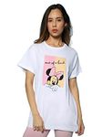 Bewakoof Official Disney Merchandise Women's Graphic Print Boyfriend Fit Half Sleeve Round Neck Cotton T-Shirt