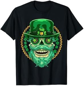 Leprechaun Sugar Skull St Patrick's Day of Dead T-Shirt