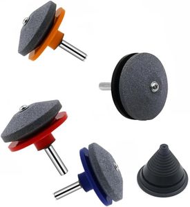 WADY 4Pcs Universal Lawn Mower Blade Sharpener & Balancer,Multi-Sharp Rotary Tool for Power Drill, Hand Drill, and Lawnmower Blades,Durable Lawn Mower Blade Sharpeners for Precision Sharpening