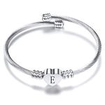 Luluadorn Women Heart E Initial Letter Charm Cuff Bracelets Expandable Stainless Steel Alphabet Name Bangle Bracelets Birthday Gifts