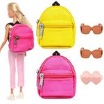 BARWA 5 Pcs Doll Travel Accessories 2 Doll Backpack Bag with Zipper with 2 Sunglasses 1 Telescope for 11.5 inch Doll…