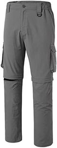 BASSDASH Men’s Outdoor Quick Dry Convertible Pants Zip-Off Water Resistant Lightweight Fishing Hiking Cargo Shorts UPF50+, Dark Grey, 40W x 30L