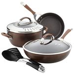 Circulon Symmetry Hard Anodized Nonstick Cookware Utensil and Recipe Booklet Set, 7 Piece, Chocolate