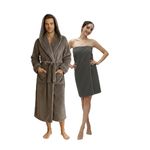 MAXOSHINE Mircrofiber Bathrobe for Women & Men-Super Soft Plush Fleece Spa Shower Bath Gown Unisex-Knee Length Lightweight Bath Robes with Hood