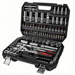 HUIYOPU 108-Piece Socket Set,1/4" &1/2" Drive Ratchet with Bits, Quick Release Ratchet Wrench - CR-V Mechanic Tool Set for Home Repairs, Workshops, Car Bicycle Repair, DIY, Engineering Studies