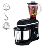 AGARO Imperial Stand Mixer,1400W with 6L SS Bowl, 1.5L Blending Jar,10 Speed With Pulse Function, 100% Copper Motor, Includes Blending Jar, Whisker, Beater, Dough Hook, Egg White Separator, Black