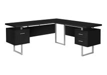 Monarch Specialties I 7619 Computer Desk, Home Office, Corner, Left, Right Set-up, Storage Drawers, 70" L, L Shape, Work, Laptop, Metal, Laminate, Black, Grey