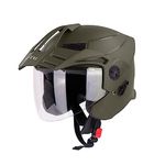 Steelbird Sbh-23 Brutal Isi Certified Open Face Motorcycling Helmet(Large 600 Mm,Dashing Battle Green With Clear Visor)