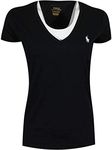 POLO RALPH LAUREN Women's Pony Logo V-Neck Tee (Medium, Black/White Pony)