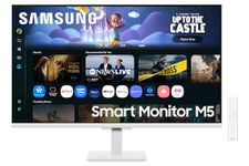 Samsung 32" (80cm) M5 Smart Monitor with Smart TV Experience|FHD 1920 x 1080|Screen Mirroring TV Plus|Speakers|Adaptive Sound|Wi-Fi|HDMI|Bluetooth|LS32FM501EWXXL|White