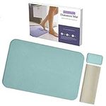Japanese Style 23.6'' x 15.3'' Fast Water Absorbing Diatomite Stone Bath Mat with Anti-Slip Pad and Soap Dish, Green