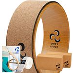 Cork Yoga Wheel, Cork Yoga Blocks - eBook & yoga strap included. Extra Firm High Density Yoga Bricks, Better Support, Natural & Eco-Friendly