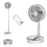 UN UNITEDTIME Desk and table fan, Air Circulator Fan Portable Travel Fans Battery Operated or USB Powered,Adjustable Height,Foldaway fan with remote Control Timer 4 Speed Settings