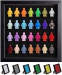 Tapeera Black Wooden Minifigure Display Case - Memorabilia Display Case for Figures - 11 x 11 Inch Shadow Box Frame - Wall and Table Top With Dust Protection - Up To 28 Figures (Black, 3cm Depth)