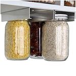 Mason Jars Rack Under Cabinet, Mason Jar Organizer for Food Storage, Canning Jar Holder Under Kitchen Shelf, Mason Jars Hanger Brackets for 4oz, 8oz, 12oz, 16oz, 24oz, 32oz, 64oz (2 Pack-Wide Mouth)