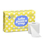 Who Gives A Crap – 100% Recycled, Twice as Long, Enviromentally Friendly and SustainableToilet Roll, Box of 6 (3-Ply, 360 Sheets) - Soft, Strong, Sustainable, Biodegradable & Plastic-Free