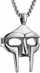 AsAlways Stainless Steel MF DOOM Mask Necklace Hip Hop Rap Totem Pendant for Party Best Gift, Stainless Steel, No Gemstone