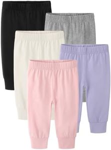 Cvaoo 5 Pack Baby Girl Pants, 0-24M Cotton Baby Leggings for Infant Newborn