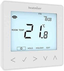 Heatmiser NeoStat WiFi a WiFi Thermostat 230v programmable thermostat featuring illuminated touch keys and WiFi connection Geolocation, and Scheduling via Mobile App.
