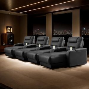 Chorlenimi Home Theater Seating Oversized Loveseat Recliner Chair Ultra-Comfortable Reclining Chair Power Recliners Chairs with Electric Recliners for Living Room(Black,Row of 4)