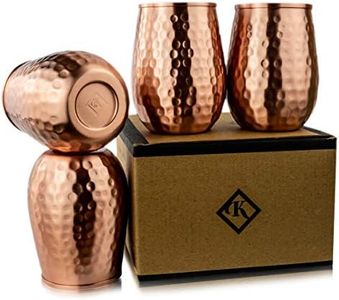 Kosdeg Copper Cups - 16 Oz set of 4 - A Unique Way To Enjoy Wine - The Perfect Pure Copper Tumbler for Water - Copper Drinking Cups Better Than Glasses or Plastic - Moscow Mule Copper Cup For Drinking