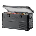 ICECO APL35 Dual Zone Portable Fridge/Freezer, 12 Volt Car Refrigerator, 37 Quart Light Duty Aluminum 12V Portable Fridge Freezer, -4℉~68℉, 12/24V DC, 100-240V AC Electric Cooler for Outdoor, Camping