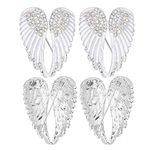 4Pcs Angel Wings Pendant Pin Brooches, Crystal Angel Wings Bling Pin Brooches Pendants Jewelry Accessory(White)