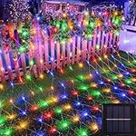 cyindzchwy Solar Net Lights, 204 LED Outdoor Mesh Lights Waterproof, Bush Christmas Net Lights with 8-Lighting Modes for Tree Garden Yard Christmas Wedding Party Decoration (Multi-Colored)